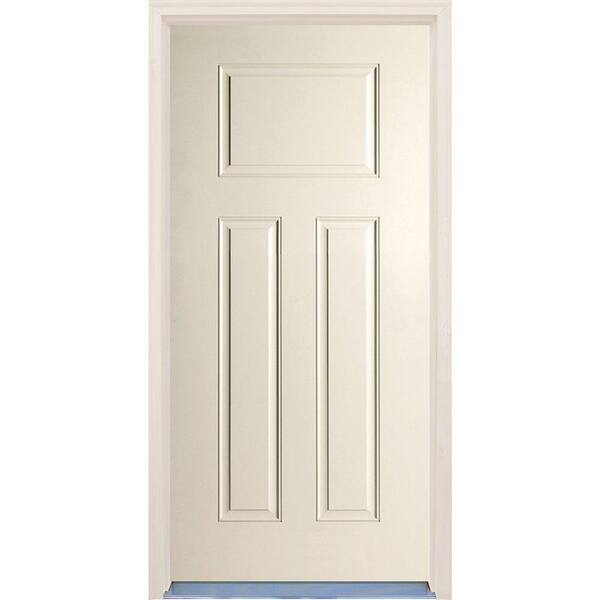 Builder's Choice 36 in. x 80 in. Craftsman 3-Panel Unfinished Solid Fiberglass Prehung Front Door