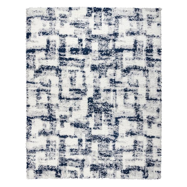 Gertmenian Anjou Navy 8 ft. x 10 ft. Abstract Shag Indoor Area Rug