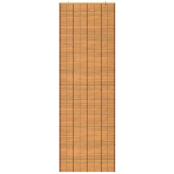 Oriental Furniture Burnt Bamboo Cordless Window Shade Two-Tone Honey 24 in. W x 72 in. L