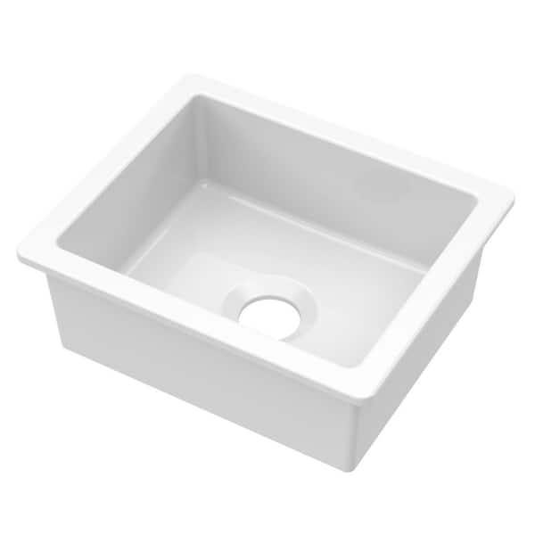 Fiamma White Fireclay 22 in. Undermount Bar Sink in White