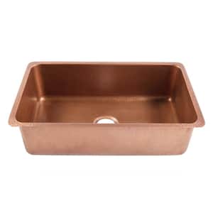 Rivera 31 in. Undermount Single Bowl 16 Gauge Antique Copper Kitchen Sink