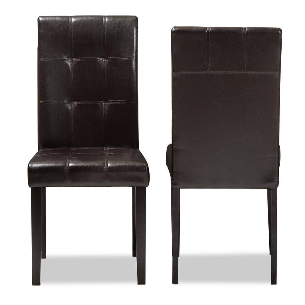 Avery Dark Brown Faux Leather Dining Chair (Set of 2) -  Baxton Studio, 2PC-8030-HD