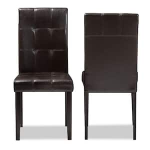 Avery Dark Brown Faux Leather Dining Chair (Set of 2)
