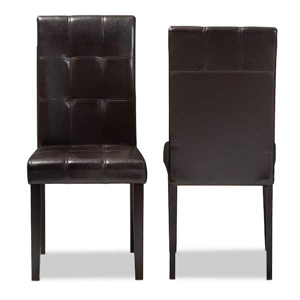 Baxton Studio Avery Dark Brown Faux Leather Dining Chair (Set of 2)