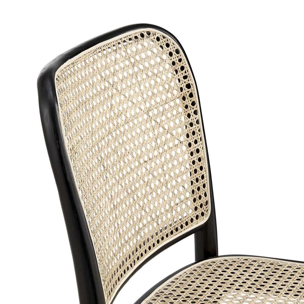 Winona Black Elm Wood and Cane Side Chair