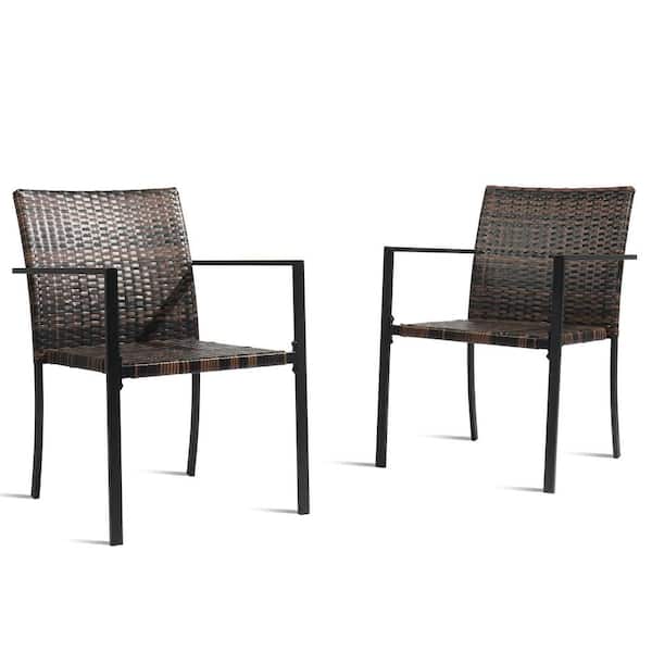 Winado Stackable Wicker Outdoor Dining Chairs (Set of 2)