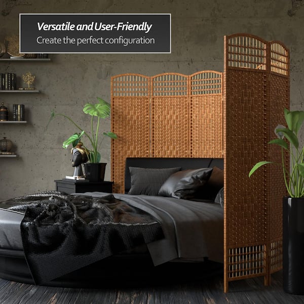 5.5 ft. Dark Beige 6-Panel Room Divider