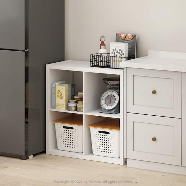 Furinno Hermite White Wood 30 in. width Pantry Cabinet