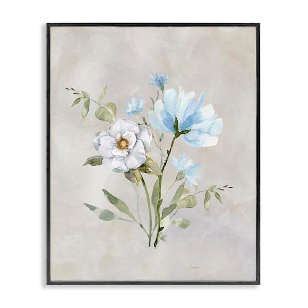Stupell Industries Blue and White Herbs by Livi Finn Black Framed Nature Giclee Art Print 14 in. x 11 in.