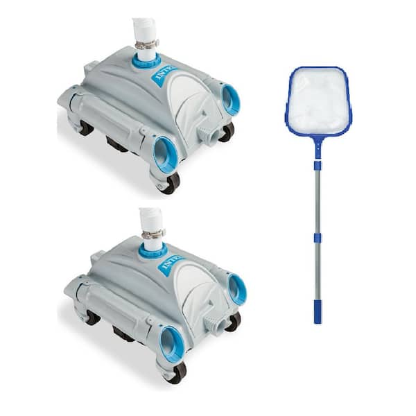 Intex Pressure Side Vacuum (2-Pack) with 4 ft. Telescopic Pool Skimmer Pool Cleaner