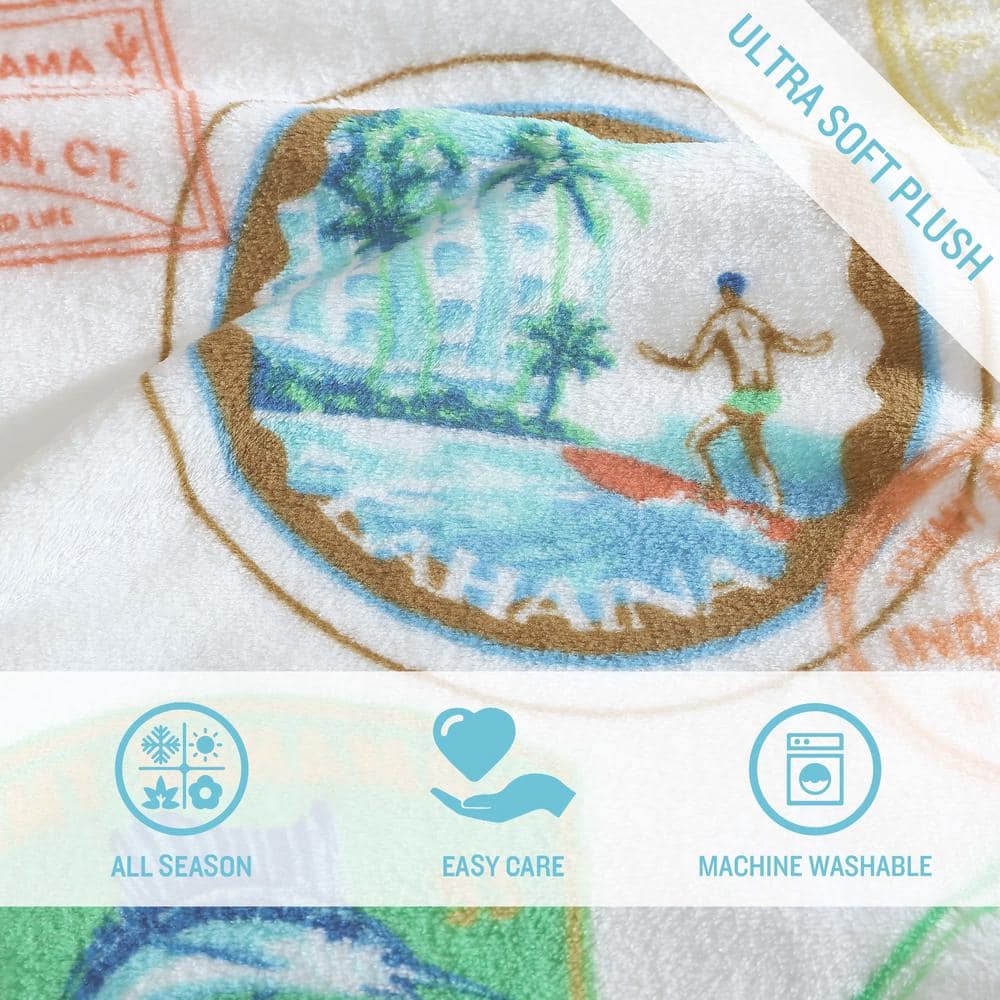 Bahama Express Blue Ultra Soft Plush Fleece Throw Blanket