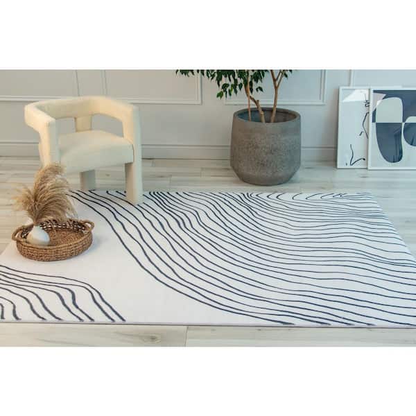 Minimalist Abstract Zebra Print White Black 7 ft. x 10 ft. Indoor Soft Area Rug