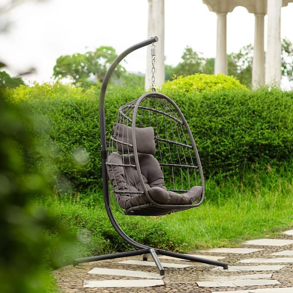 Cesicia 1-Person Aluminum Porch Swing with UV Resistant and Dark Grey Cushion