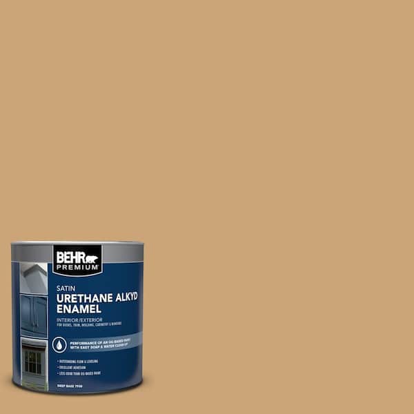BEHR PREMIUM 1 qt. #BIC-30 Corkboard Satin Enamel Urethane Alkyd Interior/Exterior Paint