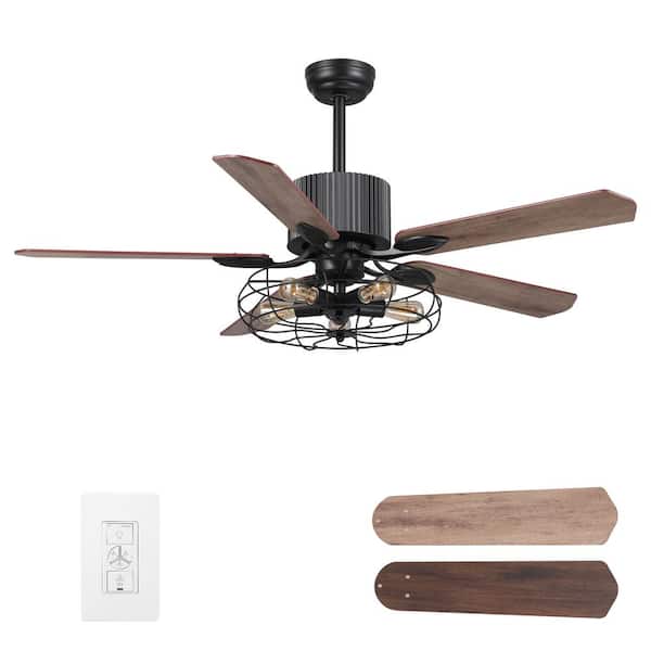 CARRO Heritage 52 in. Indoor Black Smart Ceiling Fan with Light Kit and Wall Control, Works with Alexa/Google Home