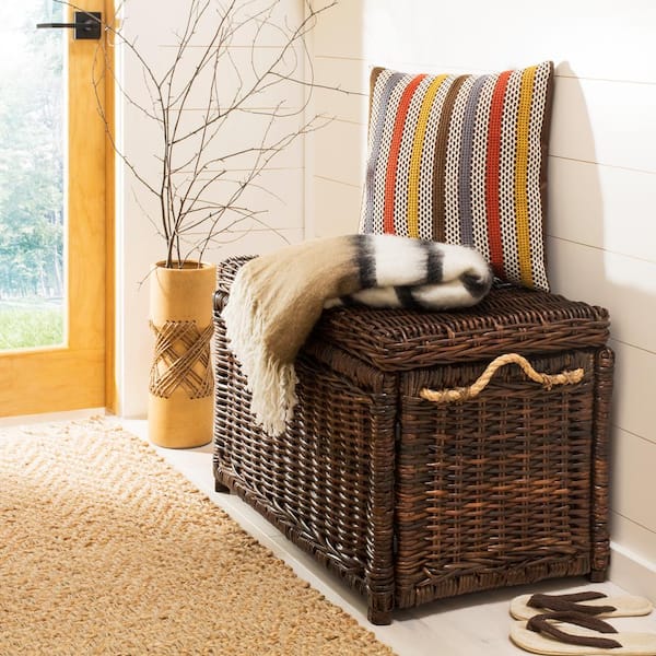 Jacob 30 in. Brown Wicker Storage Trunk