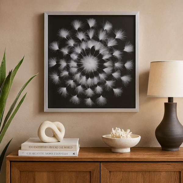 White Leaf Mandala Natural Wall Decor Shadow Box, 23.5" x 23.5"