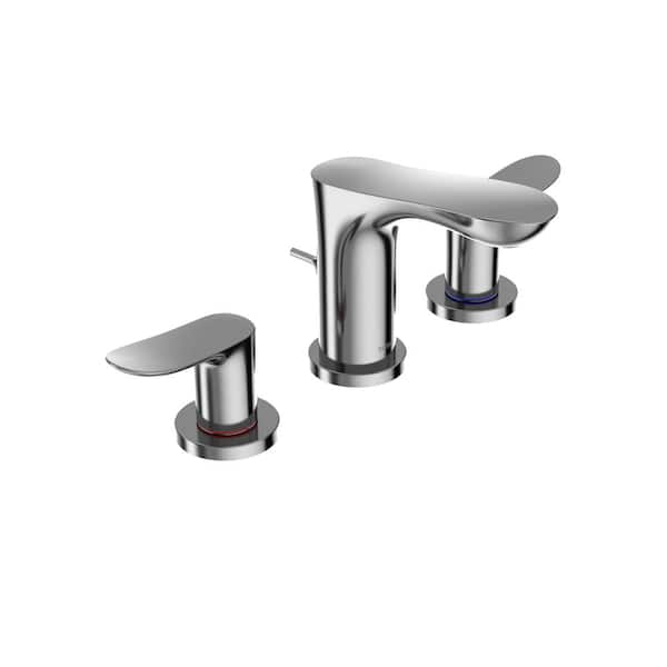 TOTO GO Series 1.2 GPM 8 in. Widespread Two Handle Bathroom Sink Faucet with Drain Assembly, Polished Chrome