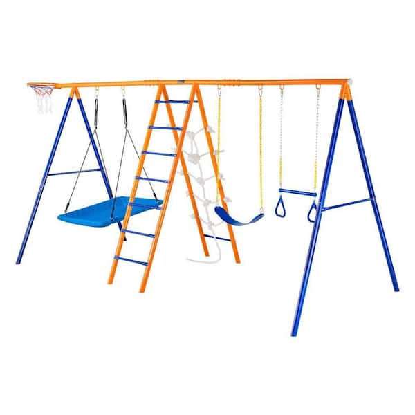 Bon Furni 6 in 1 Metal Indoor Swing Set for Backyard VV000930