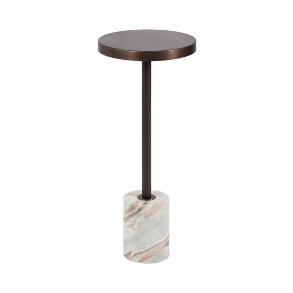 Hescott 10 in. Brown/Bronze Round Metal End Table