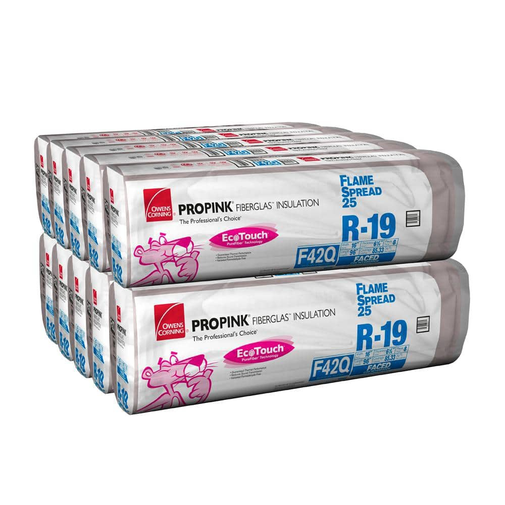 Owens Corning R 19 Pink Flame Spread 25 Metal Framed Fsk Faced Fiberglass Insulation Batts 16 In X 96 In 10 Bags F42q The Home Depot