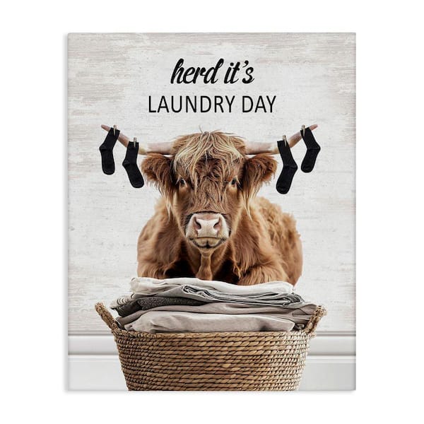 Laundry Cattle with Hanging Socks by Lettered and Lined Unframed Typography Graphic Art Print 48 in. x 36 in.
