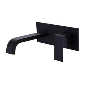 Single Handle Wall Mounted Bathroom Faucet Modern Sink Basin Faucets in Matte Black (Valve Included)