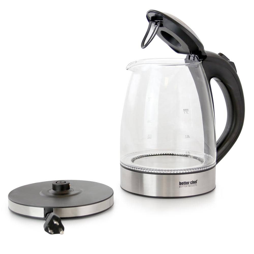 Better Chef 1.7L Cordless Glass and Stainless Steel Electric Kettle