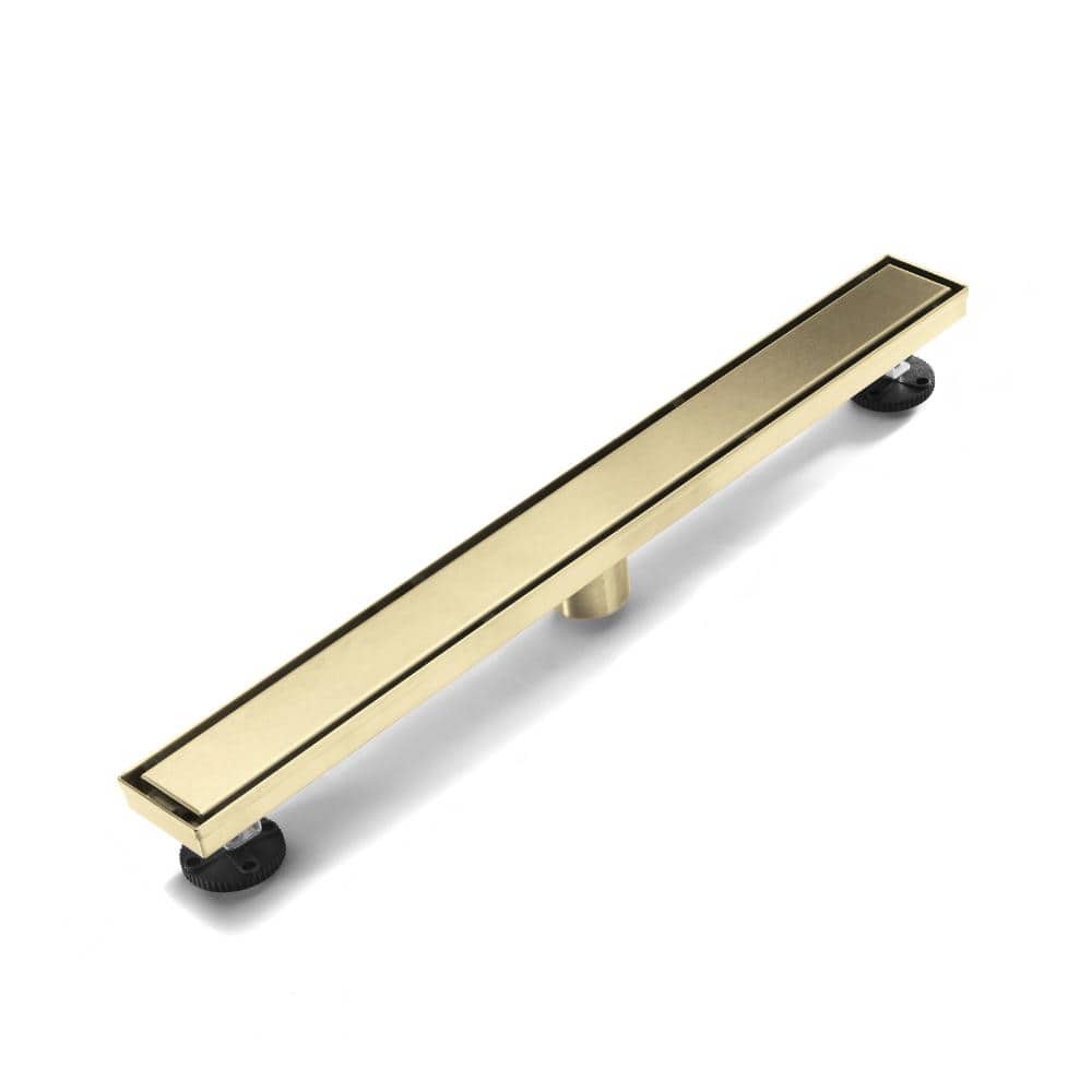 28 in. Linear Shower Drain with Removable Grate and Hair Strainer in Brushed Gold price history on PriceWatchPro