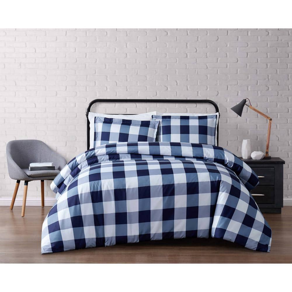 Truly Soft Everyday 3 Piece Navy Queen, Navy Gingham Duvet Cover