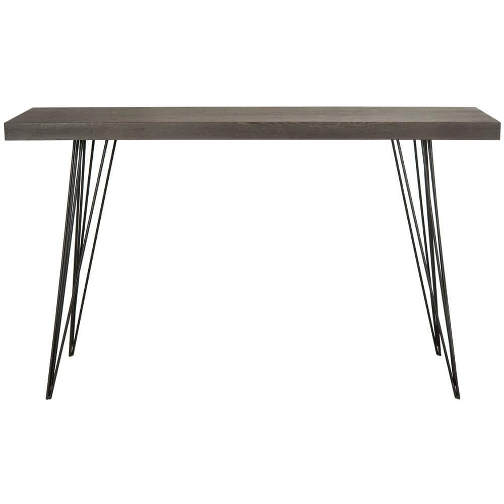 Transitional Dark Brown and Black Metal Console Table - 55"