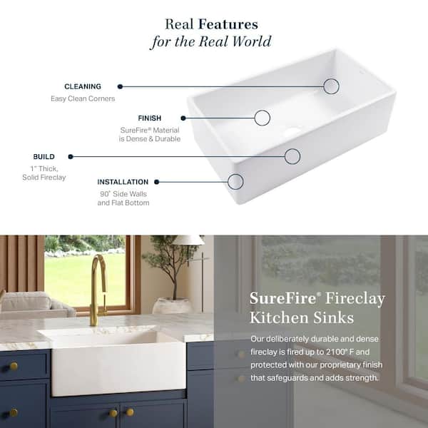 Farmhouse Apron Front Fireclay 30 in. Single Bowl Kitchen Sink in White Farmhouse Apron Front Fireclay 30 in. Single Bowl Kitchen Sink in White