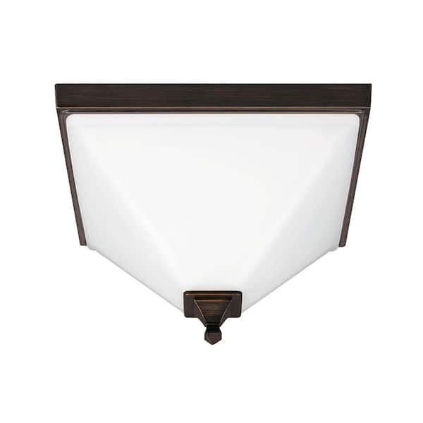 Generation Lighting Denhelm 2-Light Burnt Sienna Semi-Flush Mount Convertible Pendant with Inside White Painted Etched Glass
