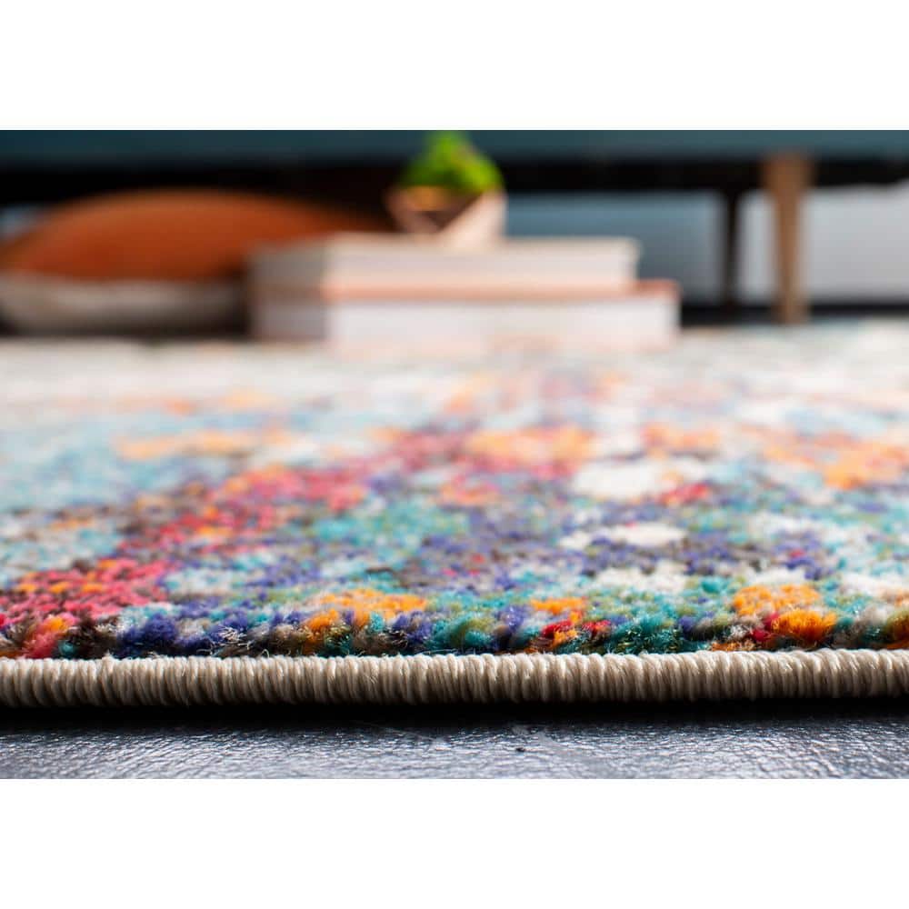 Elysian Gray & Blue Abstract 6' x 9' Synthetic Area Rug