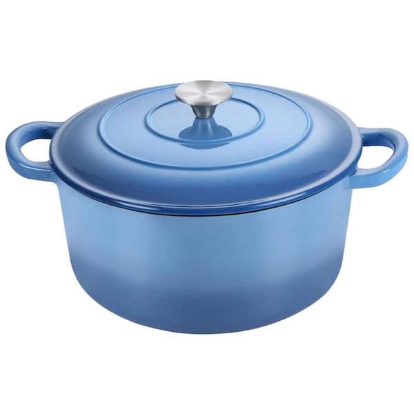 6 qt. Oval Enameled Cast Iron Dutch Oven in Blue with Lid, Nonstick Interior, Oven and Stovetop Safe, 1 Piece