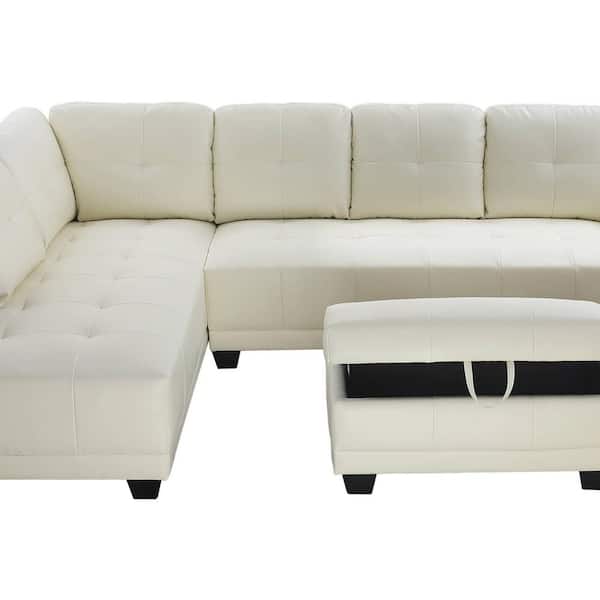 Star Home Living Sy 3 Piece Off, L Shape Faux Leather Sofa Set W Ottoman Bench