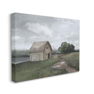 "Cloudy Barn Side Landscape Darkened Meadow" by Ziwei Li Unframed Nature Canvas Wall Art Print 30 in. x 40 in.