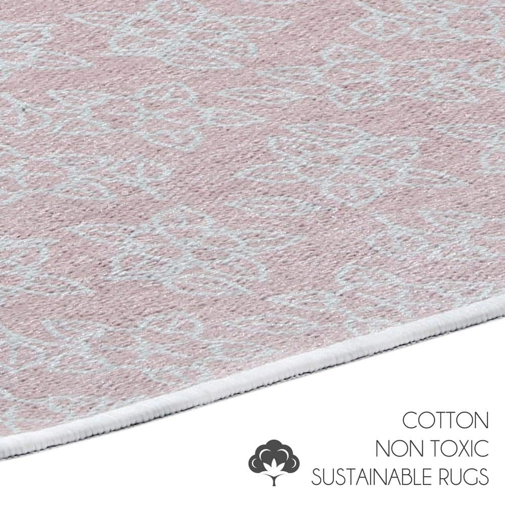 Flower Pink Cotton Polyester Foldable Dish Drying Mat