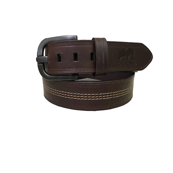 Berne Men's Size 32 Brown Genuine Leather Triple Stitch Belt