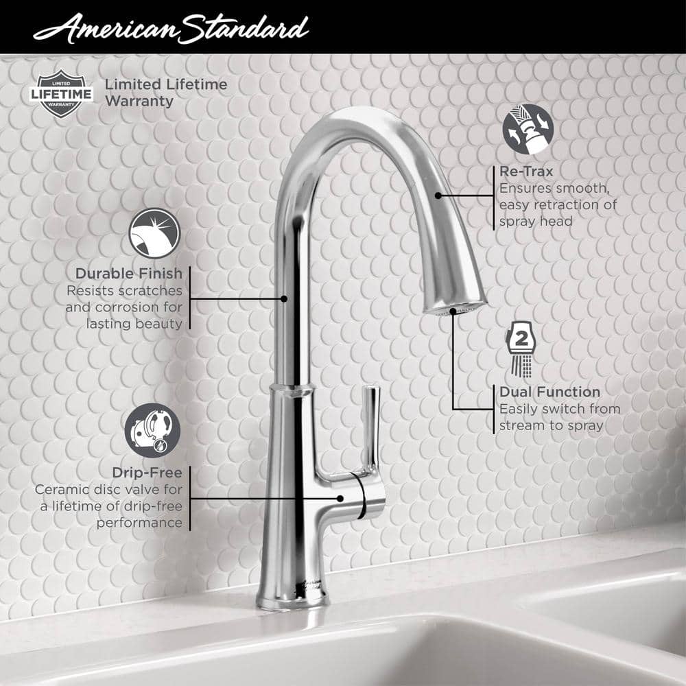 Polished Chrome Single Handle Pull-Down Kitchen Faucet