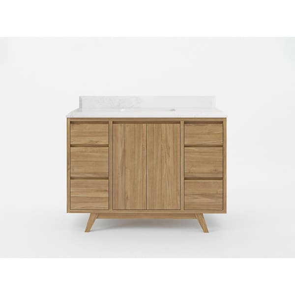 Willow Collections Madison Teak 48 in. W x 22 in. D x 36 in. H Bath Vanity in Golden Teak with Cove Edge Empira Quartz