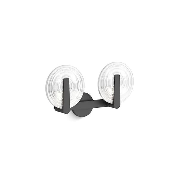 KOHLER Hint 2-Light Matte Black Swirl Glass Wall Sconce