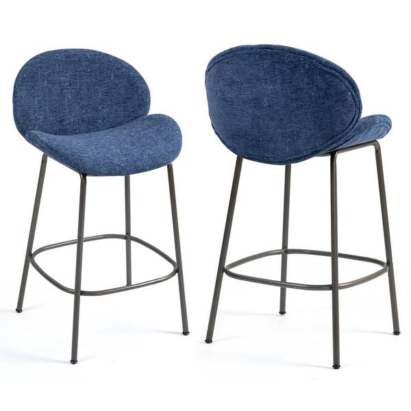 Glamour Home Benedetta Blue Linen Upholstered Fabric Counter