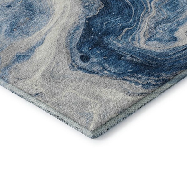 Mayfield Premium Machine Washable Abstract AMF1706 Navy 9 ft. x 12 ft. Area Rug