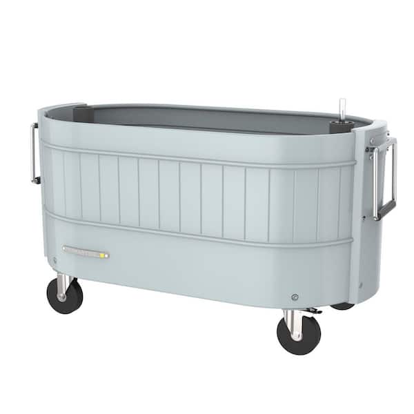 29.5 in. L x 15 in. W x 10 in. H Self-Watering Steel Garden Bed, Rolling Planter, Caster Wheels, Blue