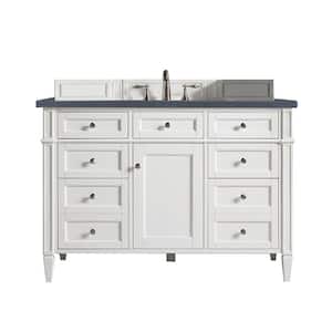 Brittany 48.0 in. W x 23.5 in. D x 34 in. H Bathroom Vanity in Bright White with Charcoal Soapstone Top