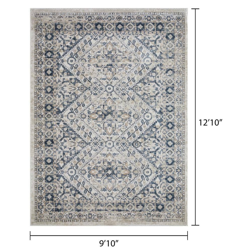 Kehleigh 9' x 12' Blue Synthetic Oriental Area Rug