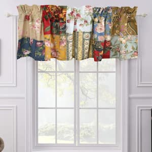 Country Garden Fall Flowers Paisley Brooch Multi-color Red Blue Beige Rod Pocket Window Valance