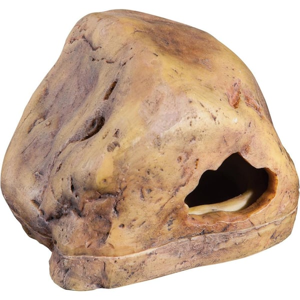 Oyezvary Small 7 in. x 6.5 in. x 3.5 in. Rock Resin Gecko Cave for Reptiles and Amphibians Hideout and Decor for Tanks, Aquariums