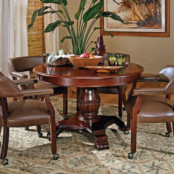 Steve Silver Tournament Cherry Round, Round Cherry Wood Dining Table And Chairs